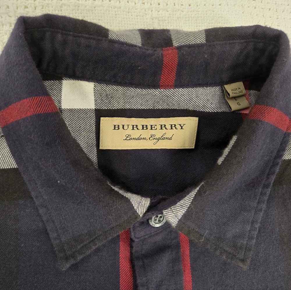 Burberry London Plaid Cotton Shirt Sz Large - Picture 3 of 14